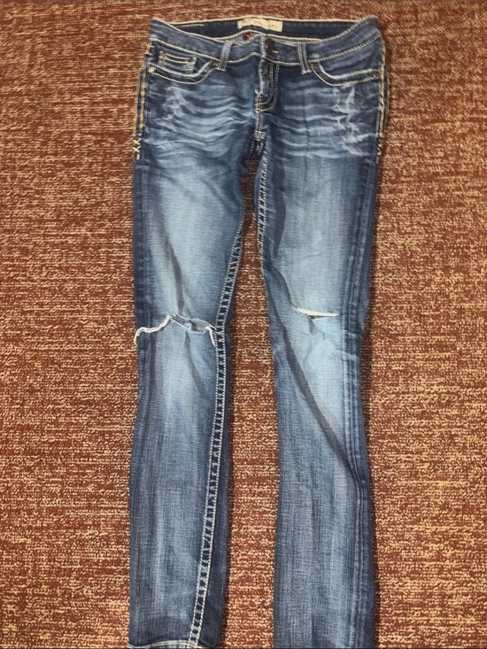 BKE Denim - BKE Stella skinny dark wash embroidered pocket western distressed denim 27